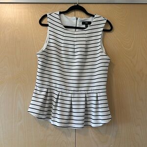 Black and white peplum tank blouse